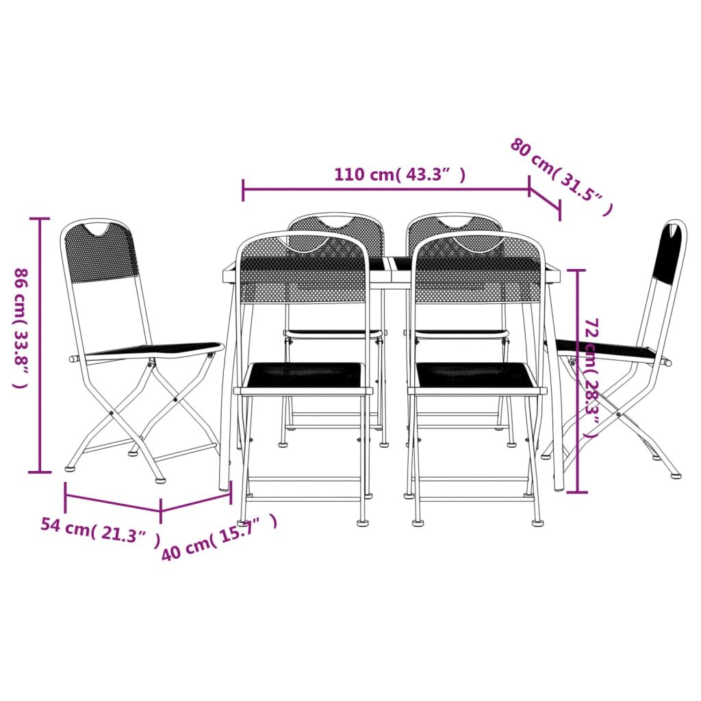 7 Piece Garden Dining Set Anthracite Metal Mesh Price
