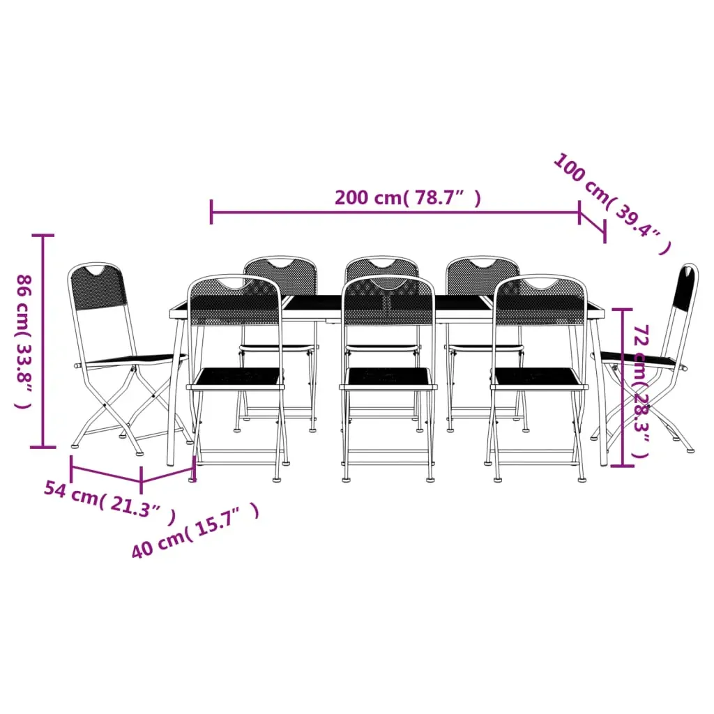 9 Piece Garden Dining Set Anthracite Metal Mesh Price