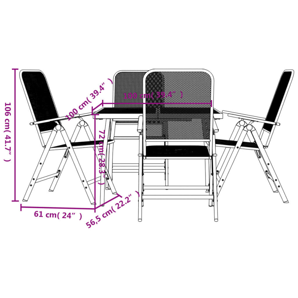 5 Piece Garden Dining Set Anthracite Metal Mesh Price