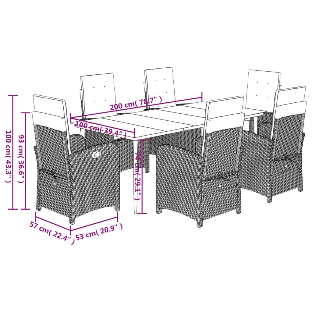 7 Piece Garden Dining Set with Cushions Grey Poly Rattan Price