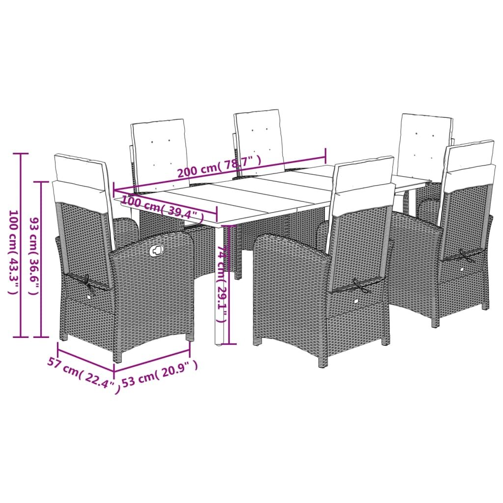 7 Piece Garden Dining Set with Cushions Grey Poly Rattan Price