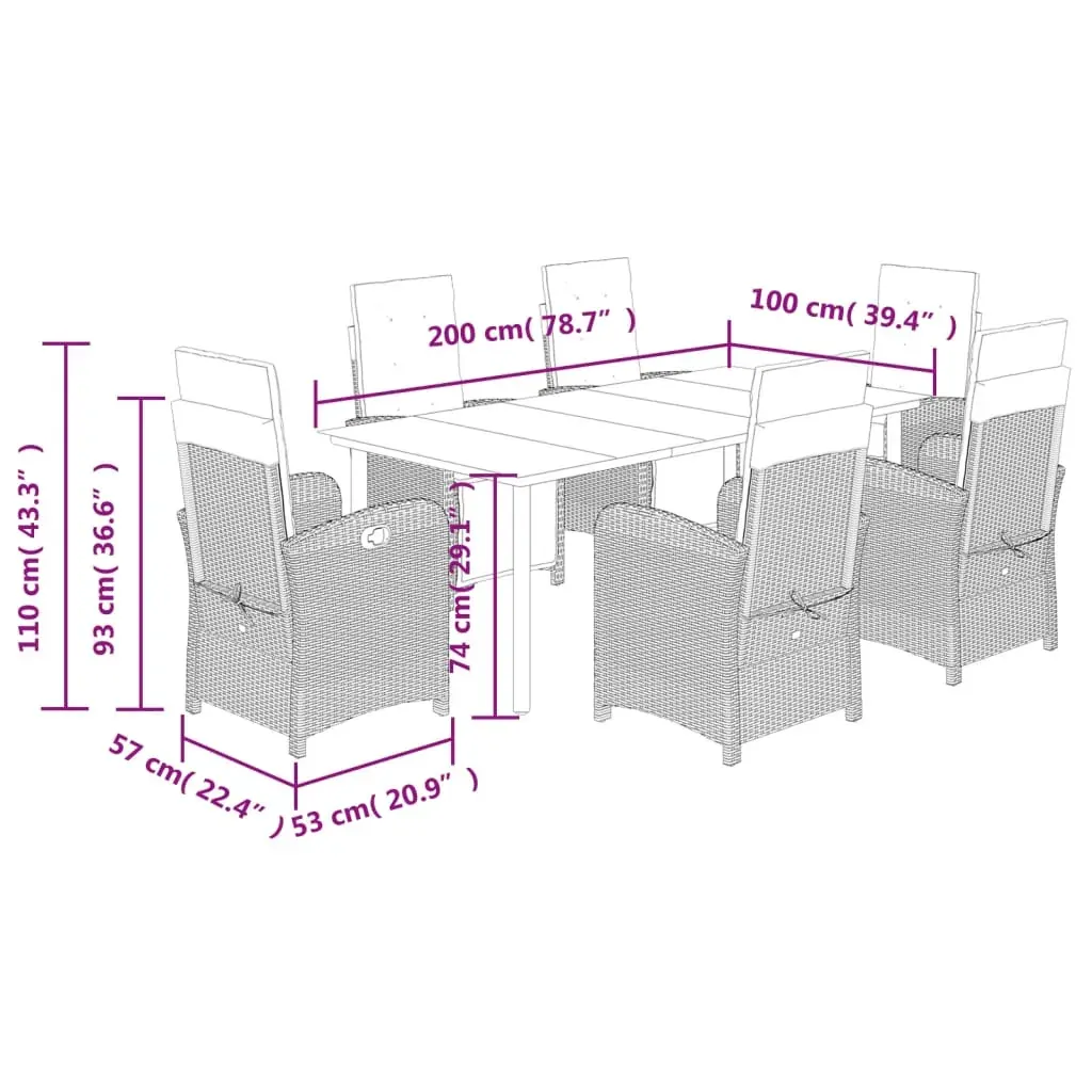 7 Piece Garden Dining Set with Cushions Grey Poly Rattan Price