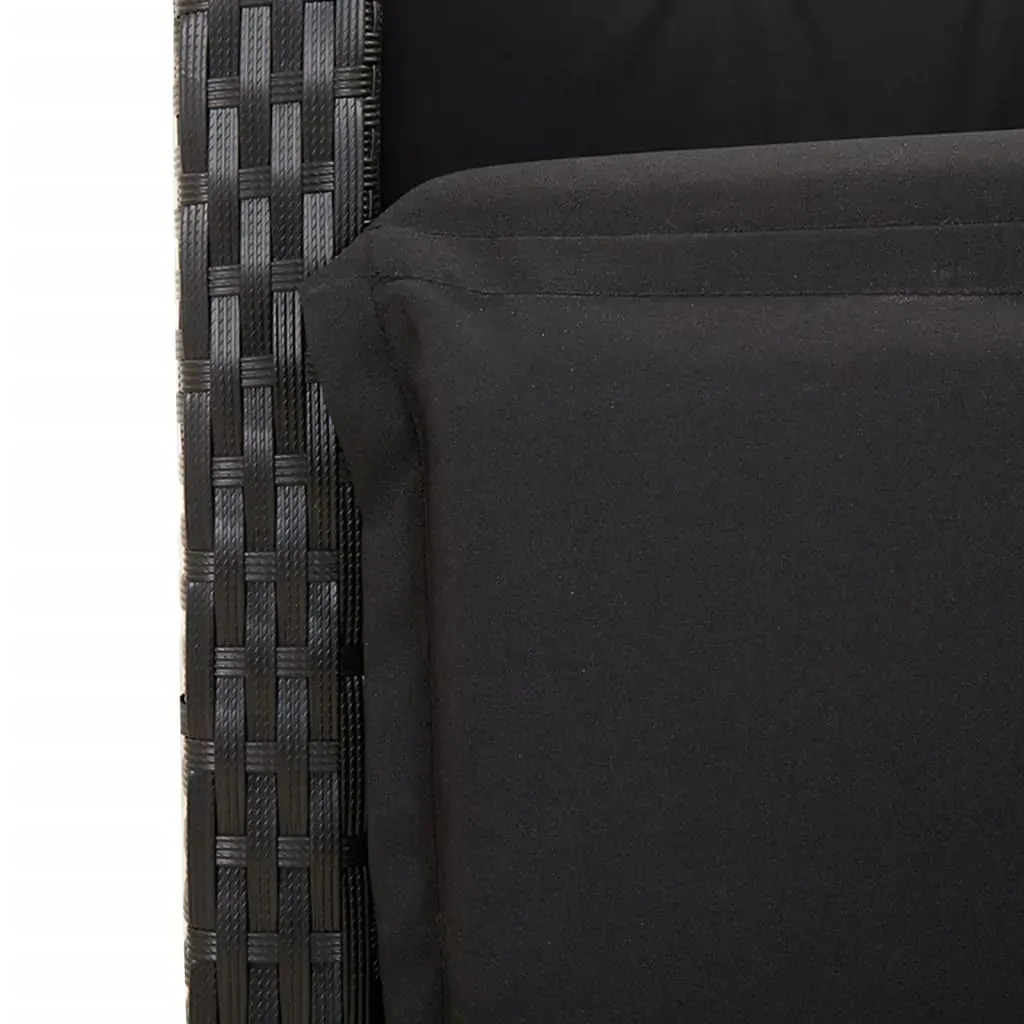 5 Piece Garden Dining Set with Cushions Black Poly Rattan Price