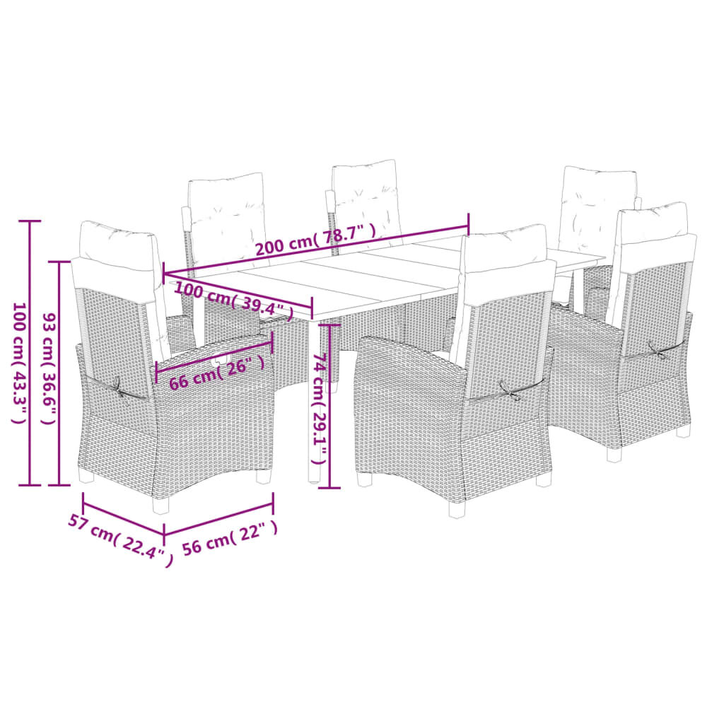 7 Piece Garden Dining Set with Cushions Black Poly Rattan Price