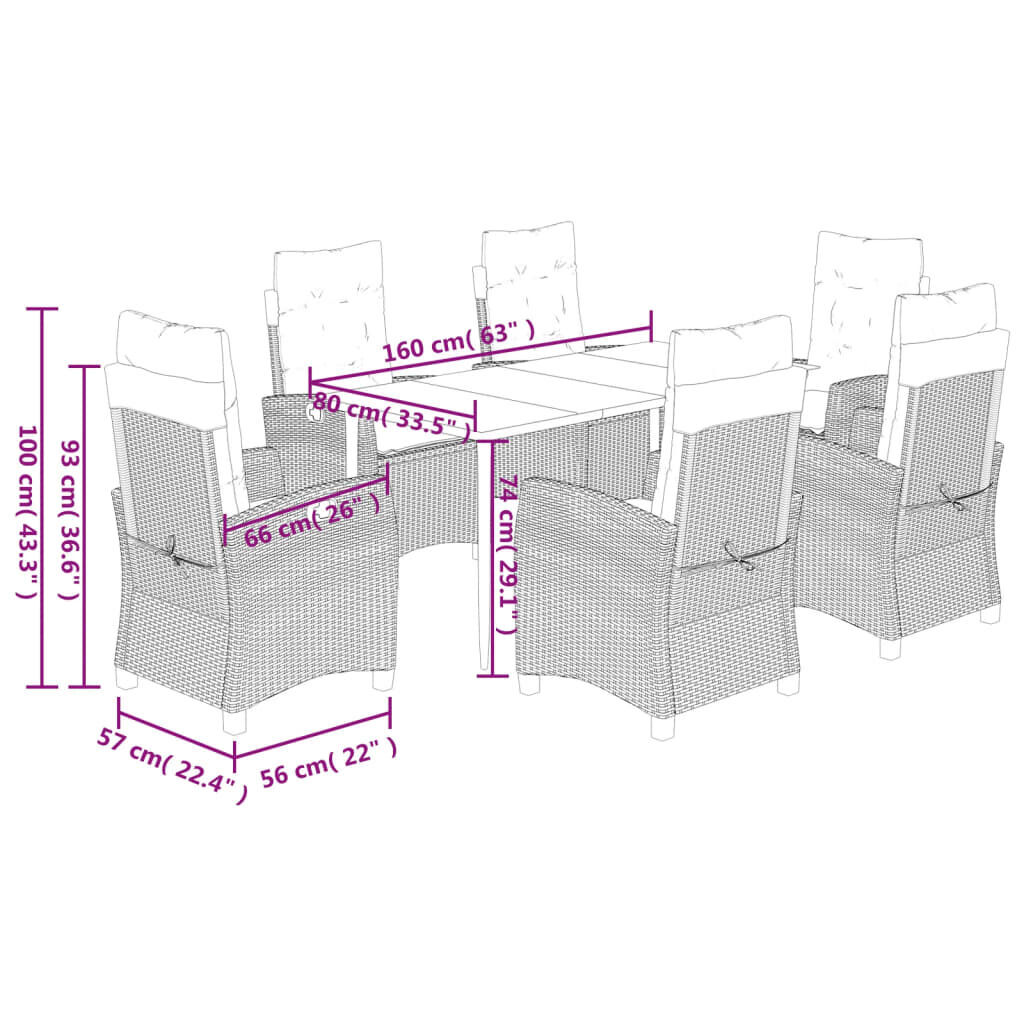 7 Piece Garden Dining Set with Cushions Grey Poly Rattan Price