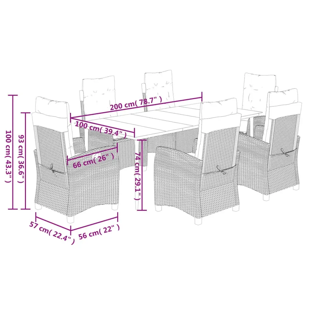 7 Piece Garden Dining Set with Cushions Grey Poly Rattan Price