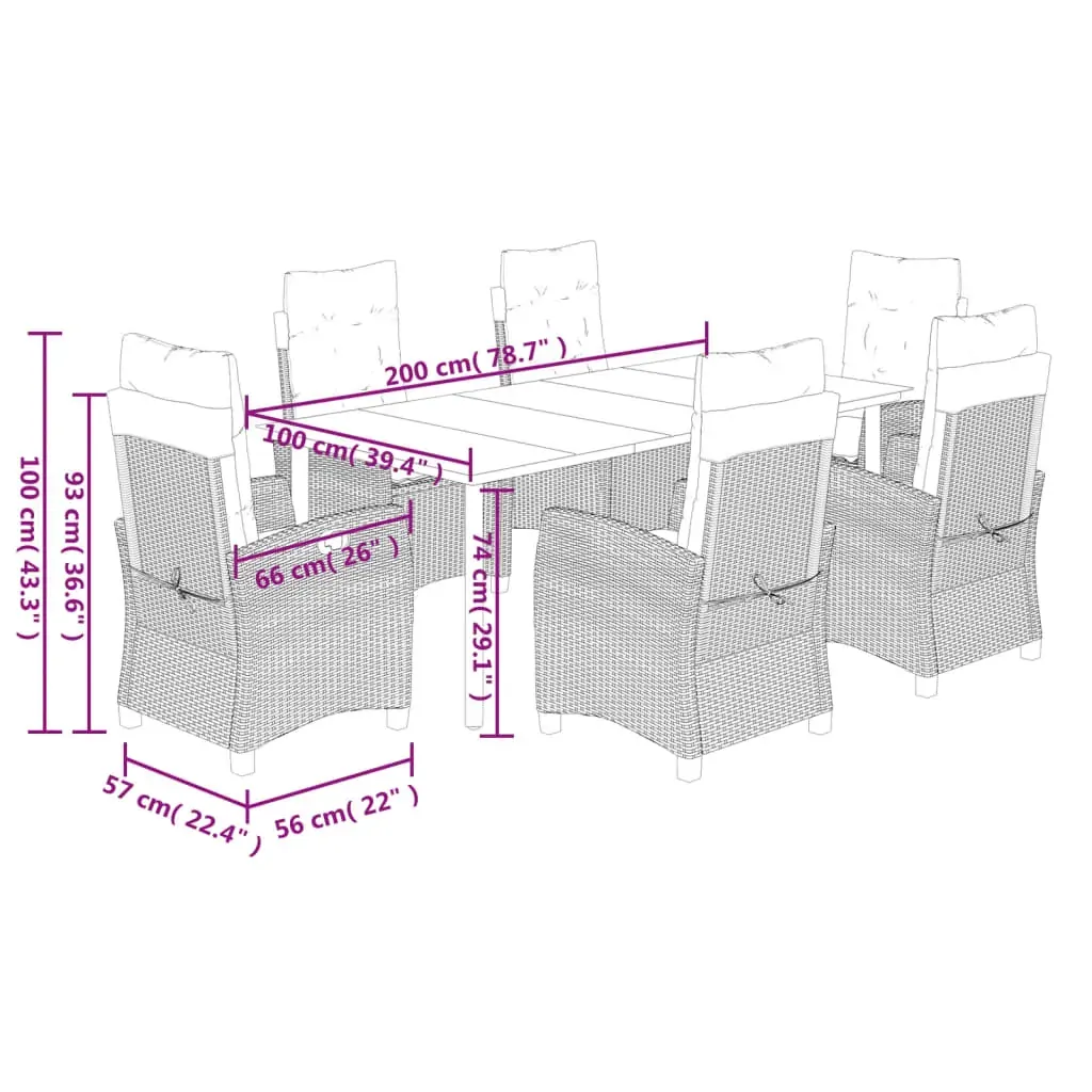 7 Piece Garden Dining Set with Cushions Grey Poly Rattan Price
