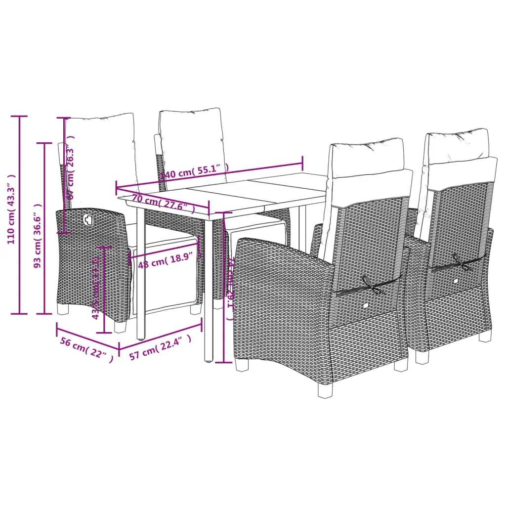 5 Piece Garden Dining Set with Cushions Black Poly Rattan Price
