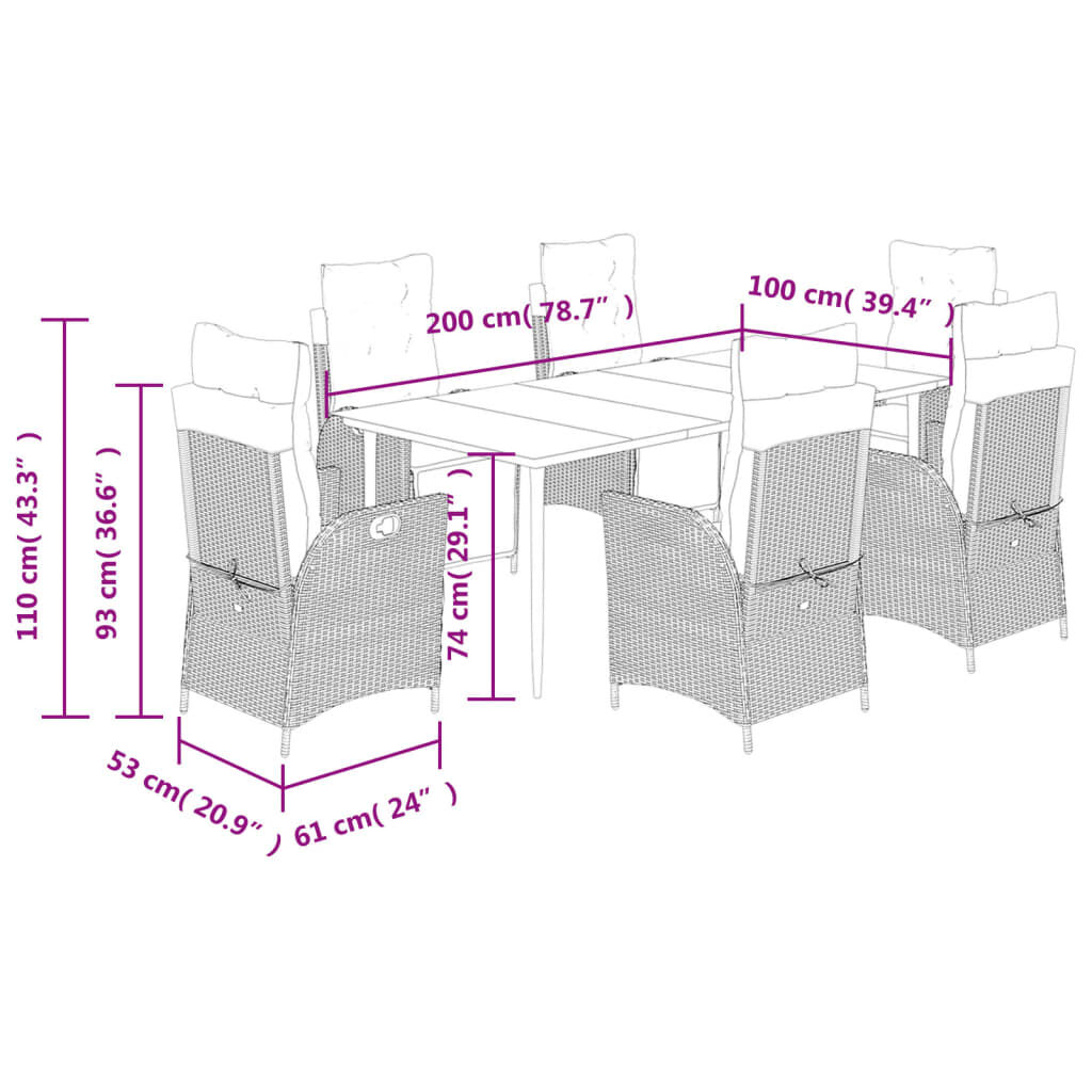 7 Piece Garden Dining Set with Cushions Black Poly Rattan Price