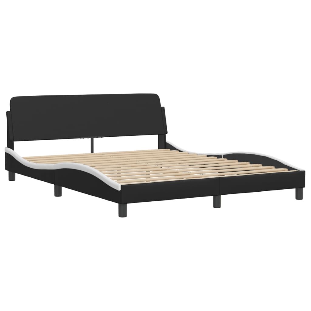 Bed Frame with LED without Mattress Black and White 152x203 cm Queen Price