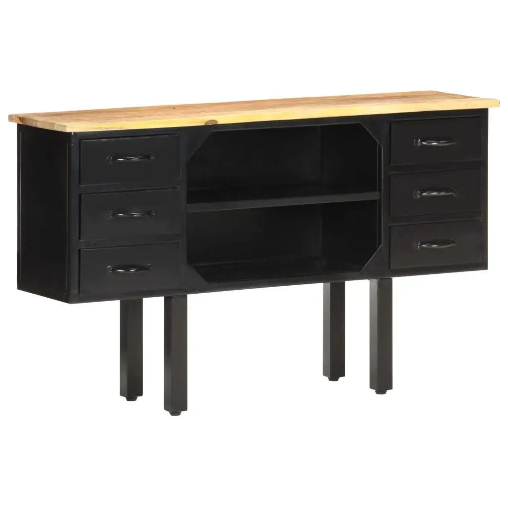 Sideboard 110x30x65 cm Solid Rough Mango Wood and Steel Price