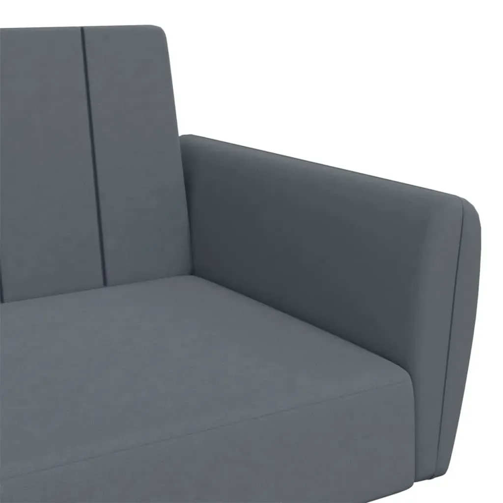 2-Seater Sofa Bed with Footstool Dark Grey Velvet Price