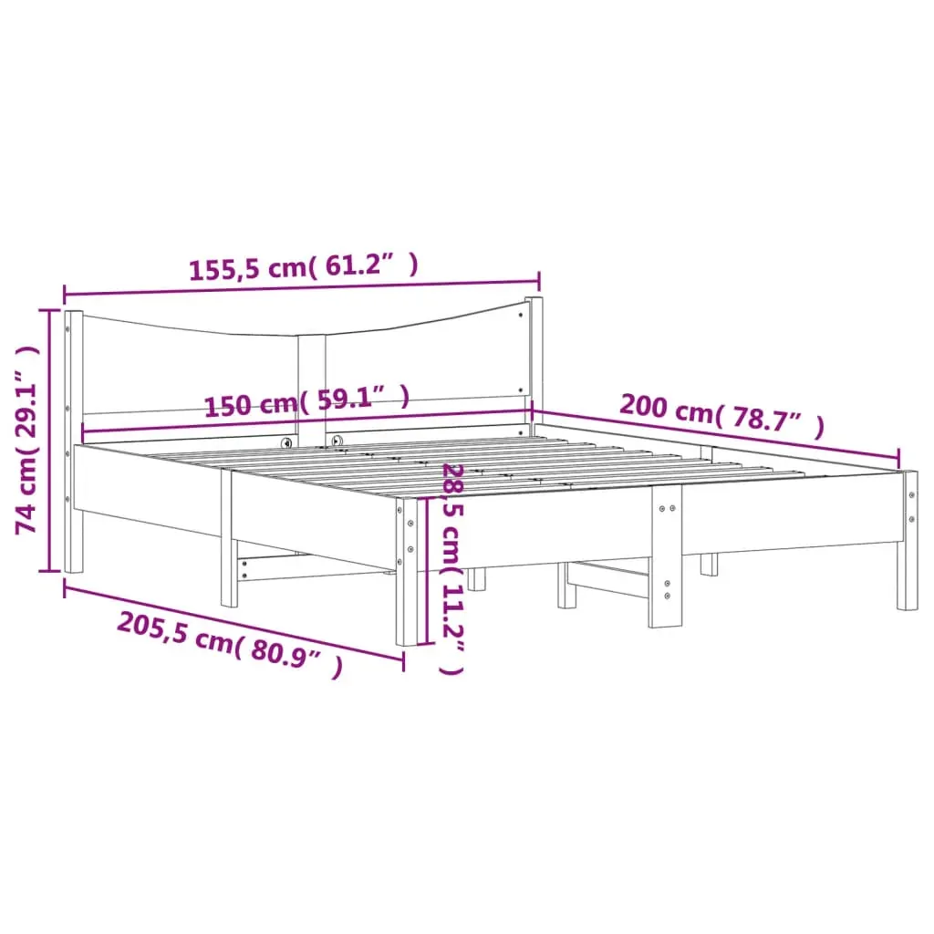 Bed Frame without Mattress 150x200 cm Solid Wood Pine Price