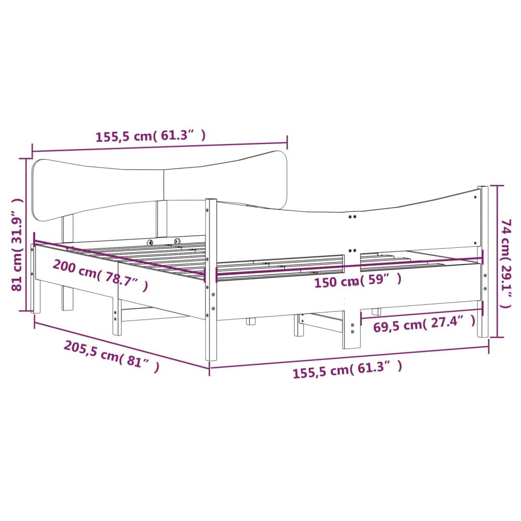 Bed Frame without Mattress 150x200 cm Solid Wood Pine Price