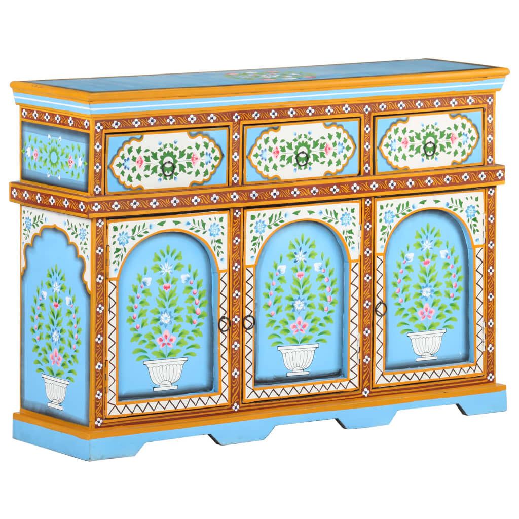 Hand-Painted Sideboard Multicolour 110x30x76cm Solid Mango Wood Price