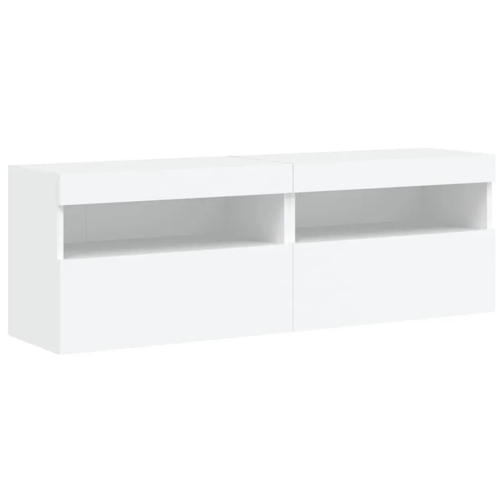 8 Piece TV Wall Cabinet Set with LED Lights White Price