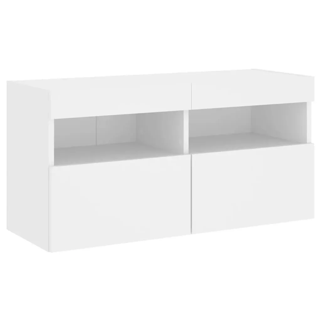 7 Piece TV Wall Cabinet Set with LED Lights White Price