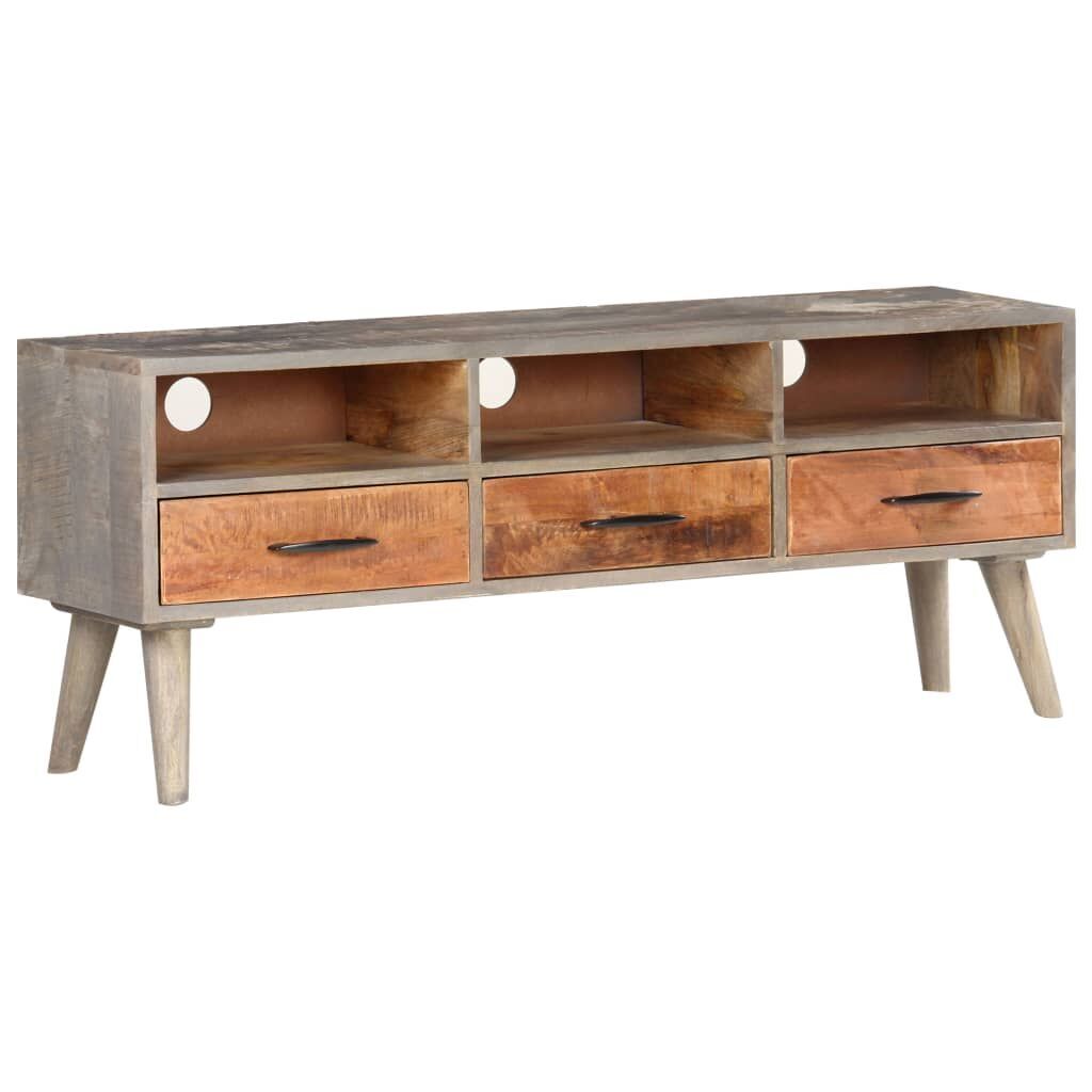 TV Cabinet Grey 130x35x51 cm Solid Rough Mango Wood Price