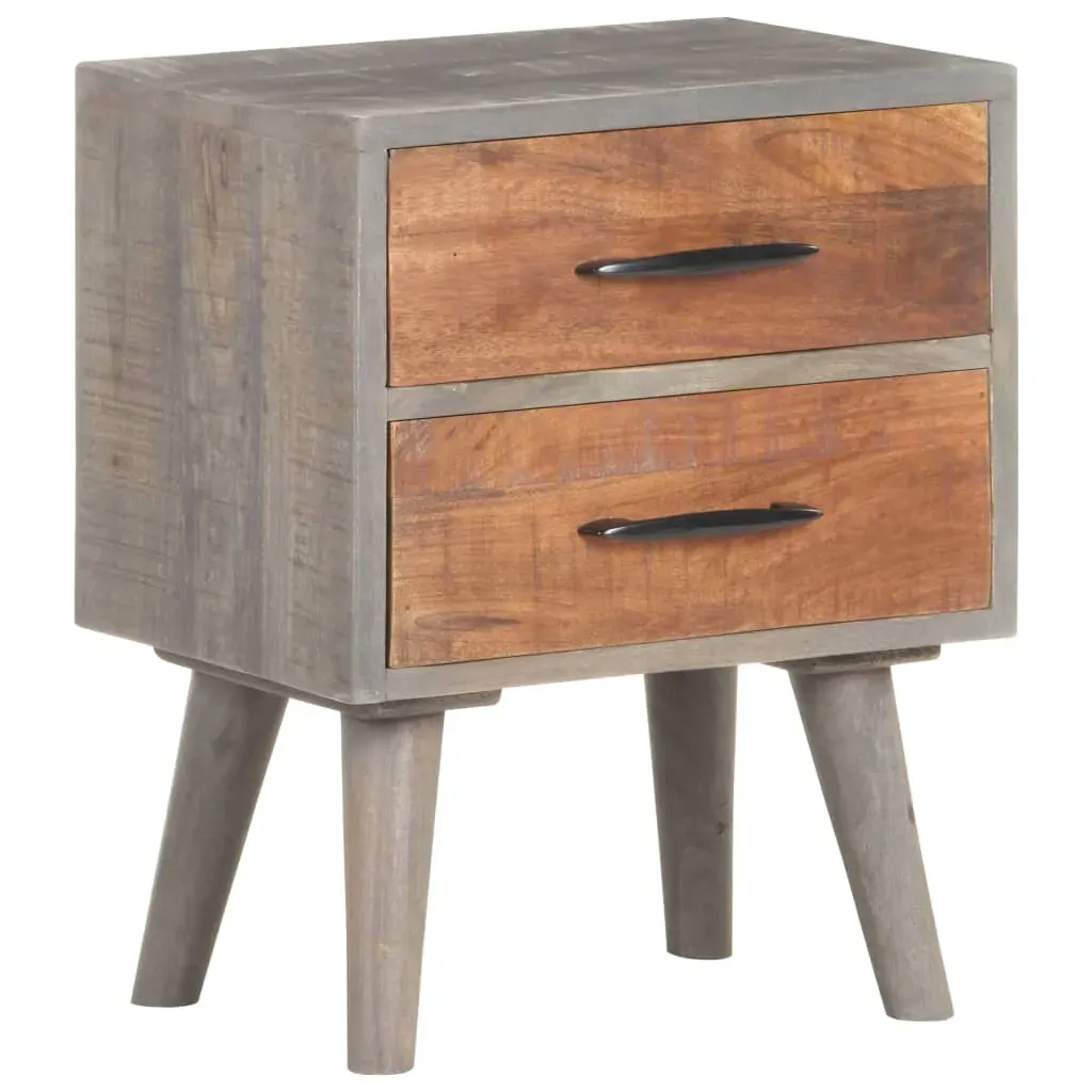 Bedside Cabinet Grey 40x30x50 cm Solid Rough Mango Wood Price