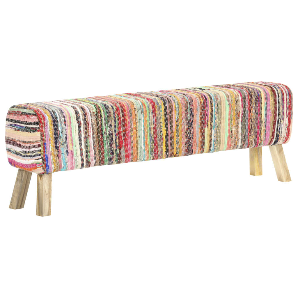 Bench 160 cm Multicolour Chindi Fabric Price