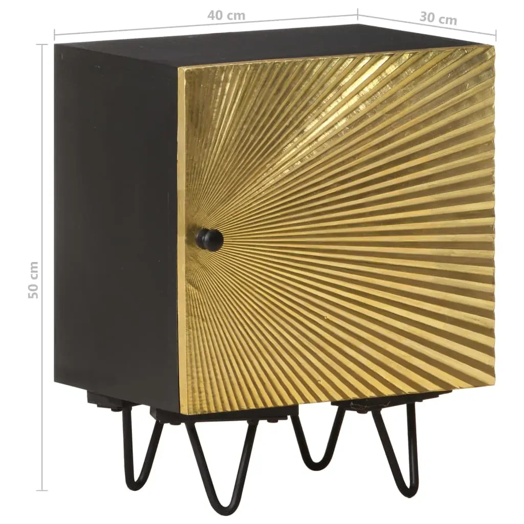 Bedside Cabinet with Brass Front 40x30x50 cm Solid Mango Wood Price