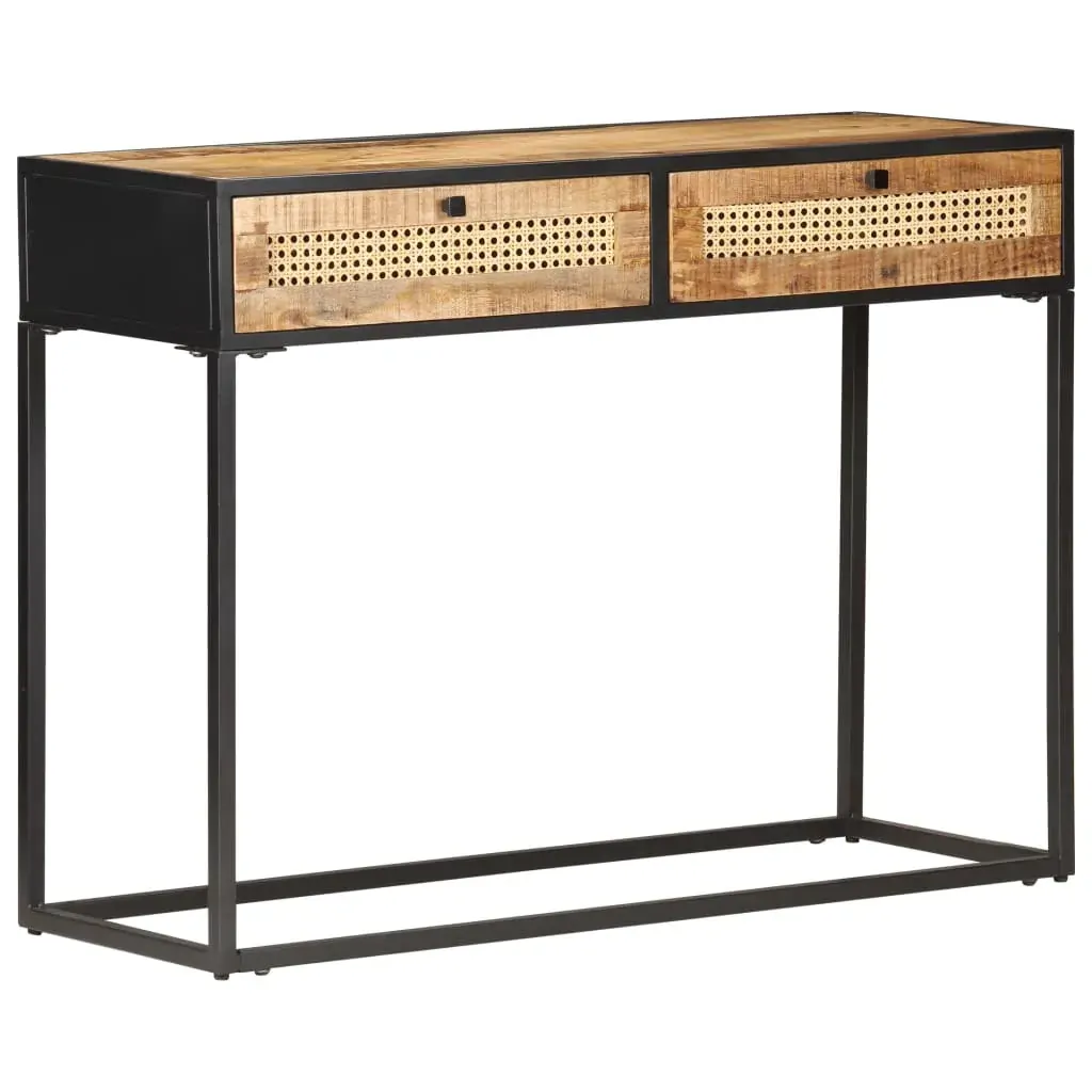 Console Table 100x35x75 cm Rough Mango Wood and Natural Cane Price