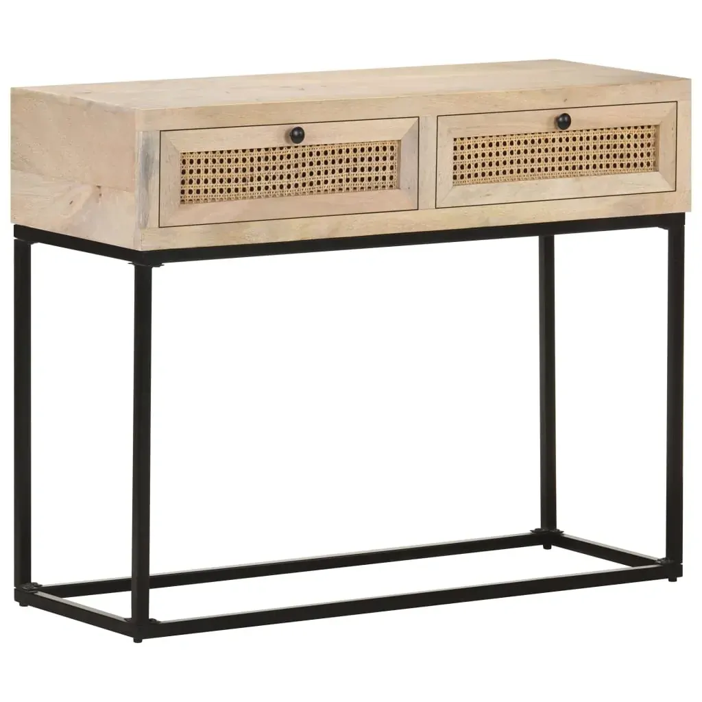 Console Table 100x35x76 cm Solid Mango Wood and Natural Cane Price