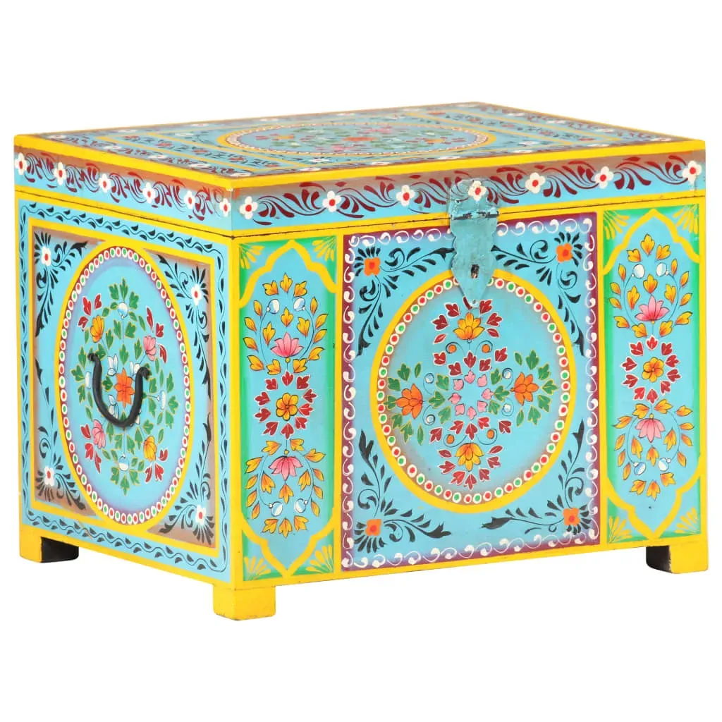 Hand Painted Storage Box 50x40x40 cm Solid Mango Wood Price