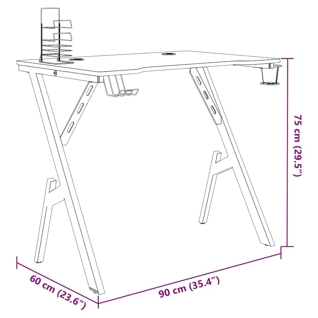 Gaming Desk with Y Shape Legs Black 90x60x75 cm Price