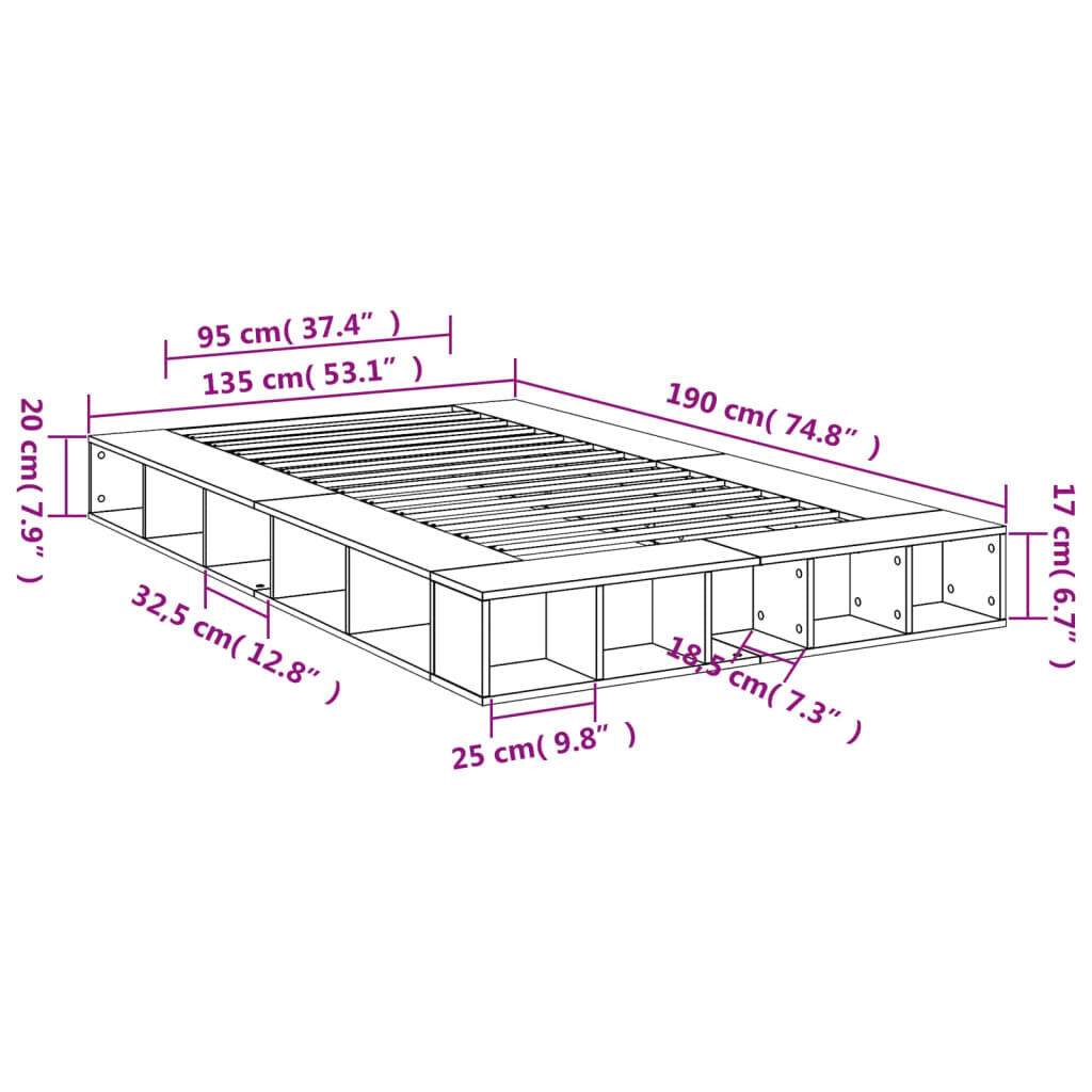 Bed Frame without Mattress White 135x190 cm Price