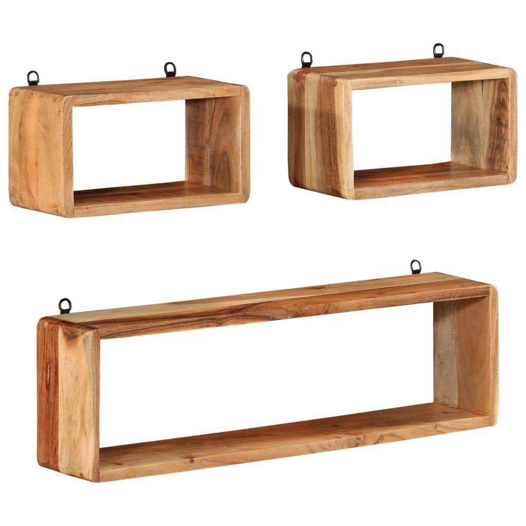 3 Piece Wall Cube Shelf Set Soild Acacia Wood Price