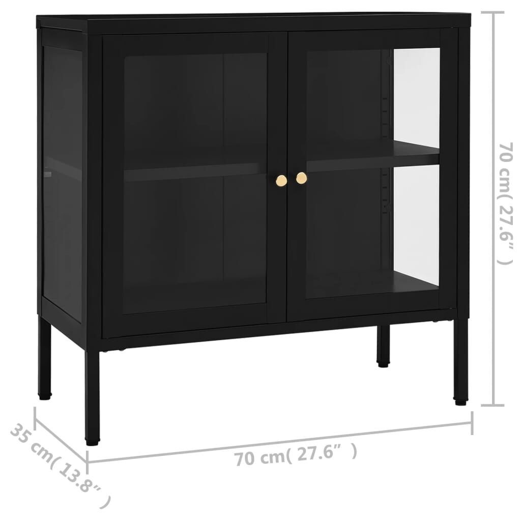 Sideboard Black 70x35x70 cm Steel and Glass Price