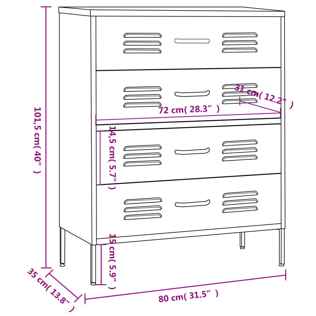 Chest of Drawers Anthracite 80x35x101.5 cm Steel Price