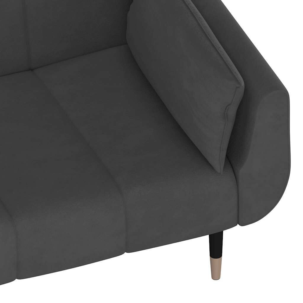 2-Seater Sofa Bed with Two Pillows Dark Grey Velvet Price