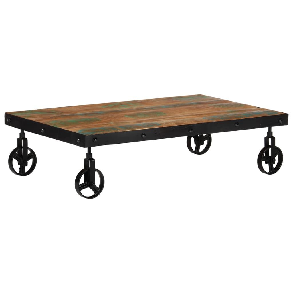 Coffee Table with Wheels 100x60x26 cm Solid Wood Reclaimed Price