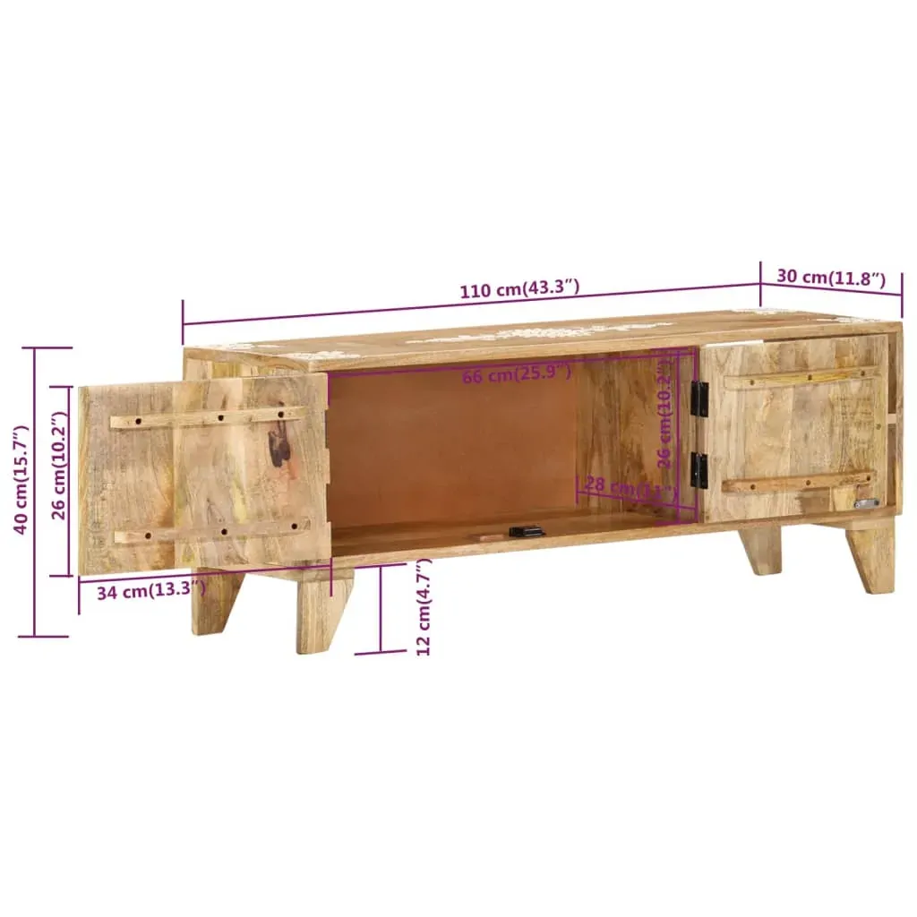 TV Cabinet 110x30x40 cm Solid Wood Mango Price