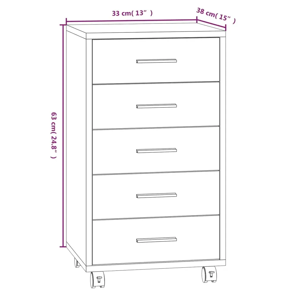 Drawer Cabinet with Castors Black Engineered Wood Price