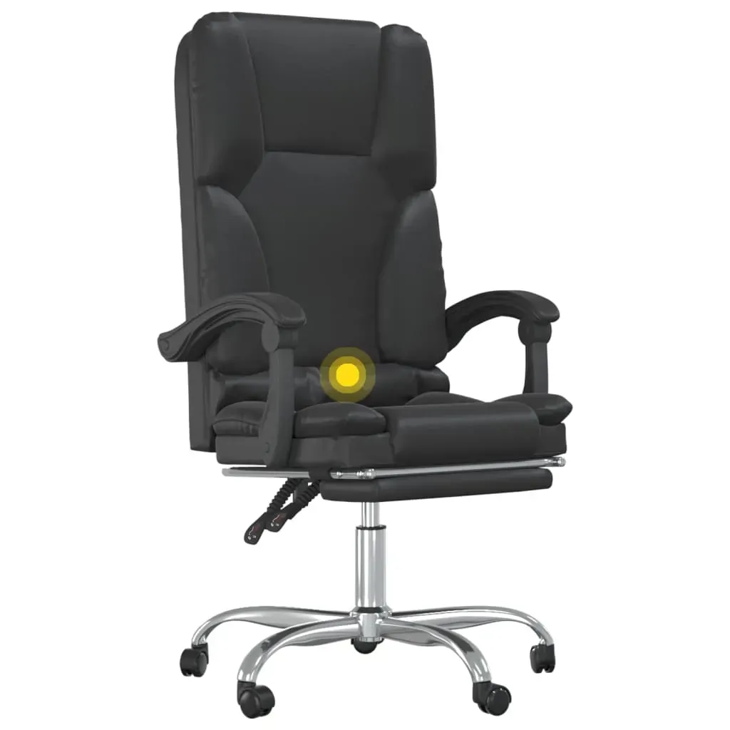 Massage Reclining Office Chair Black Faux Leather Price