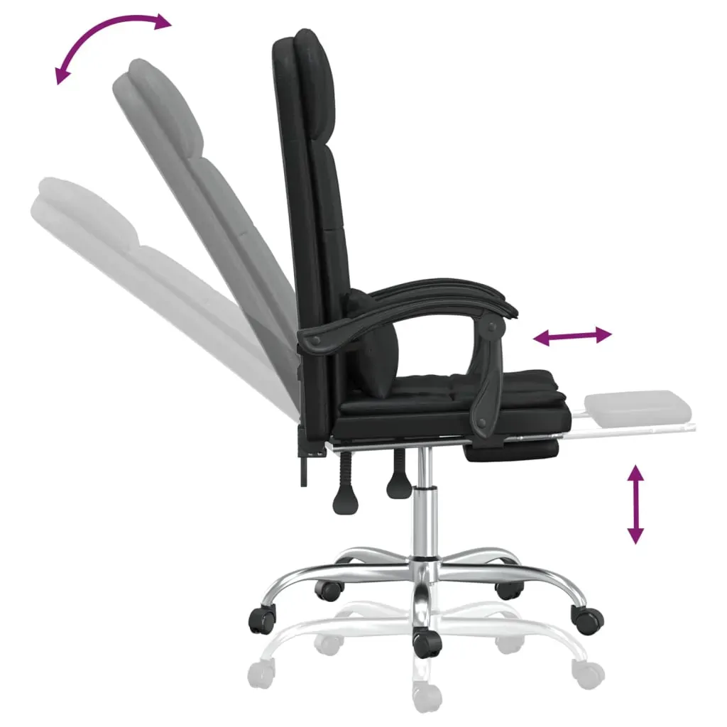 Massage Reclining Office Chair Black Faux Leather Price