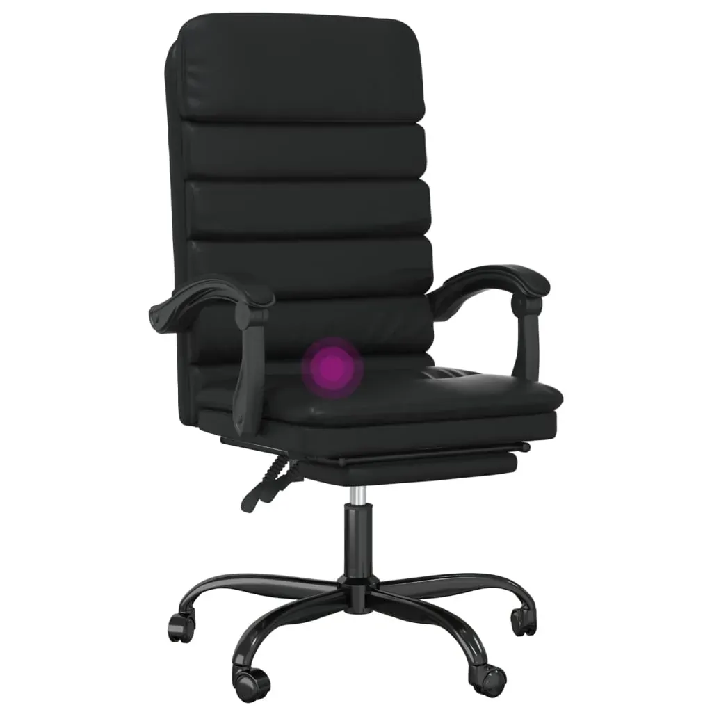 Massage Reclining Office Chair Black Faux Leather Price