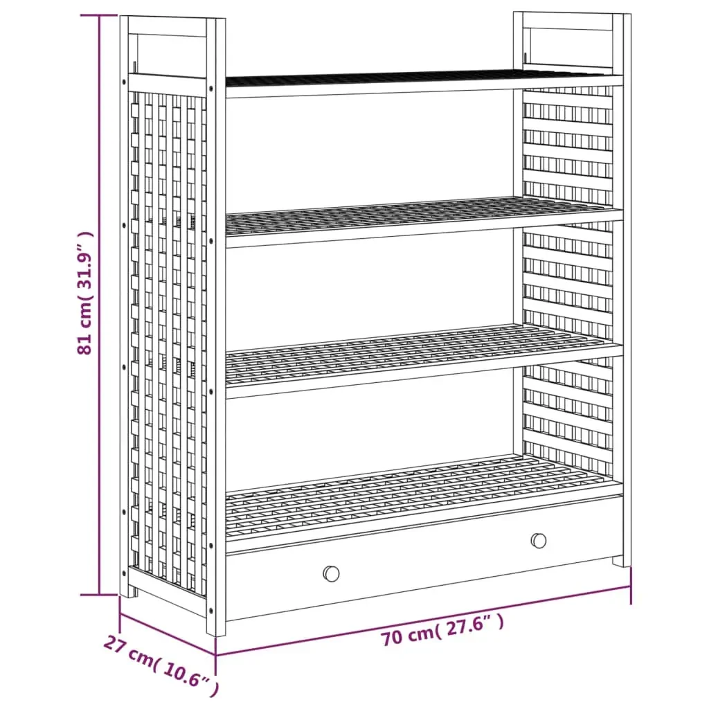 Shoe Rack with Drawer 70x27x81 cm Solid Wood Walnut Price