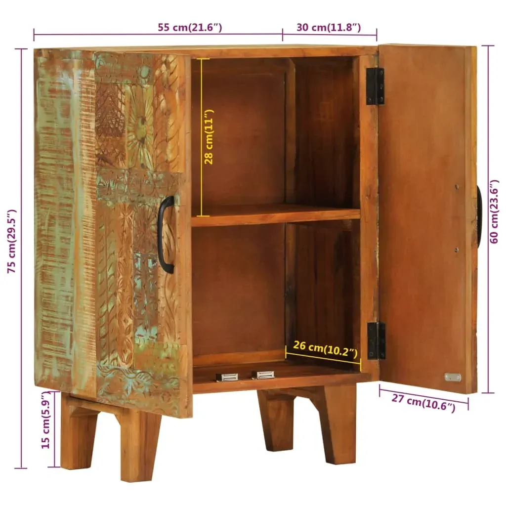 Hand Carved Sideboard 55x30x75 cm Solid Wood Reclaimed Price