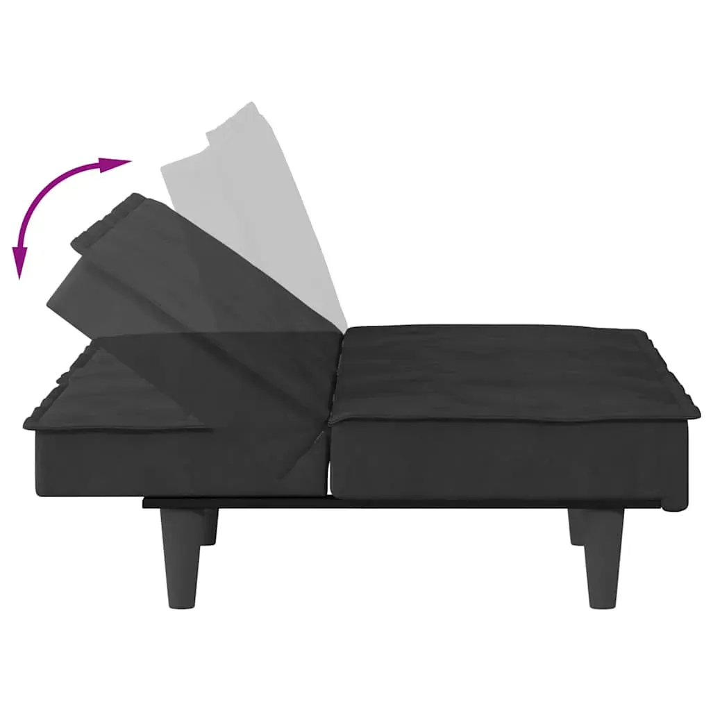 Sofa Bed with Cup Holders Black Velvet Price