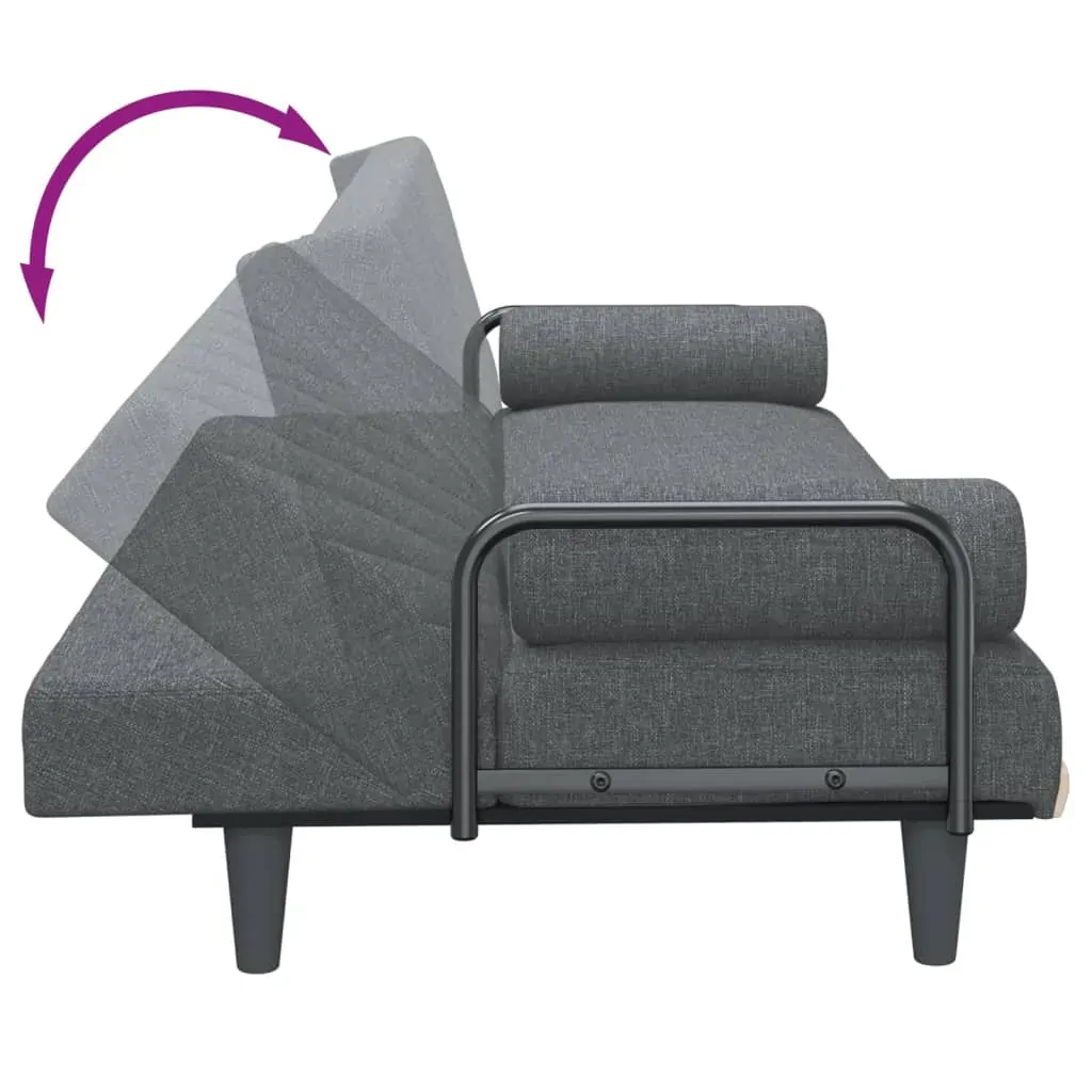 Sofa Bed with Armrests Dark Grey Fabric Price