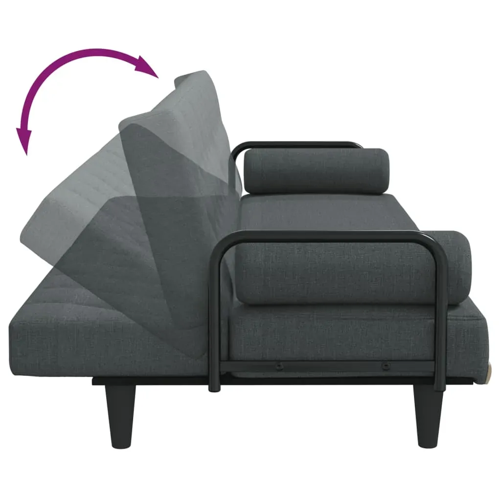 Sofa Bed with Armrests Dark Grey Fabric Price