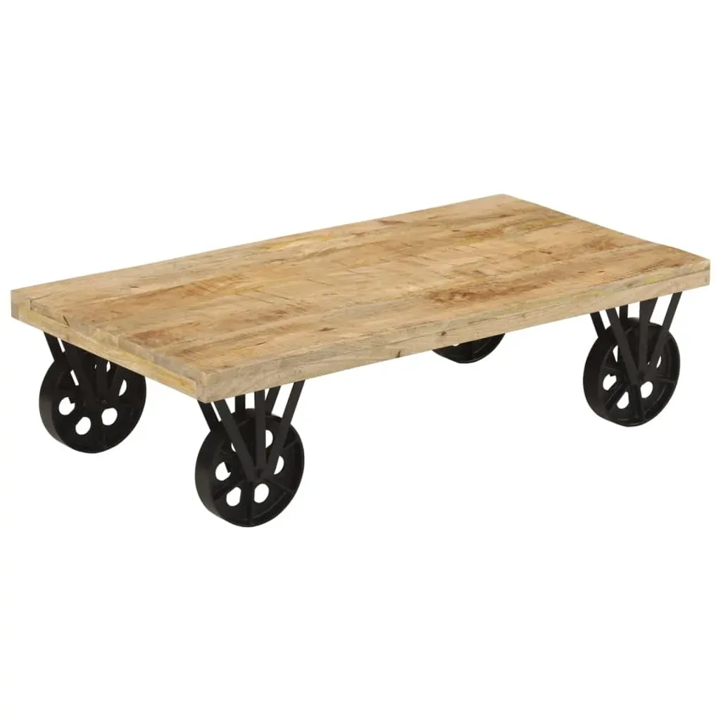 Coffee Table with Wheels 110x55x29.5 cm Solid Wood Mango Price