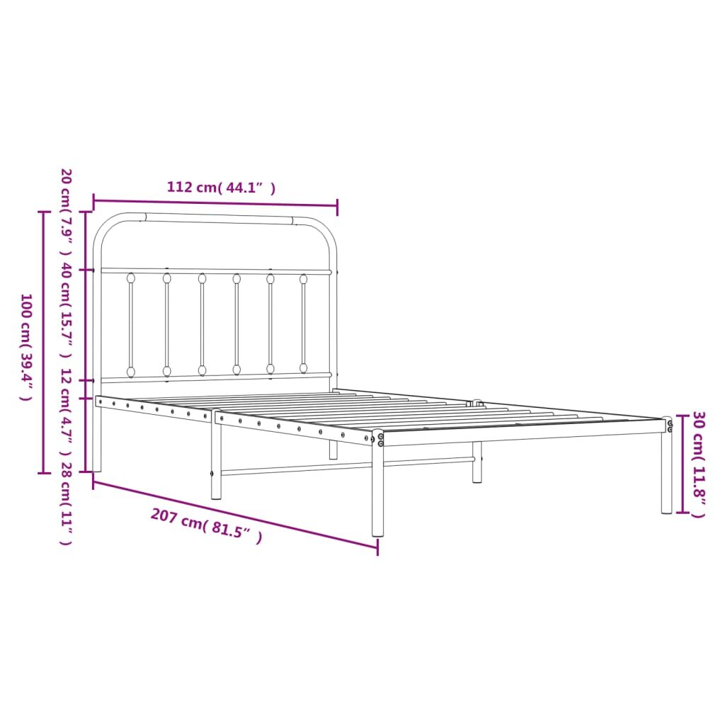 Metal Bed Frame without Mattress with Headboard Black 107x203 cm King Single Price
