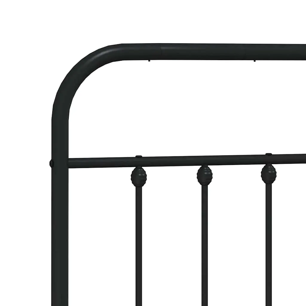 Metal Bed Frame without Mattress with Headboard Black 135x190 cm Price