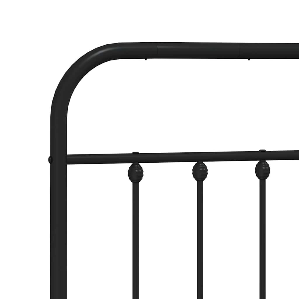 Metal Bed Frame without Mattress with Footboard Black 135x190 cm Price