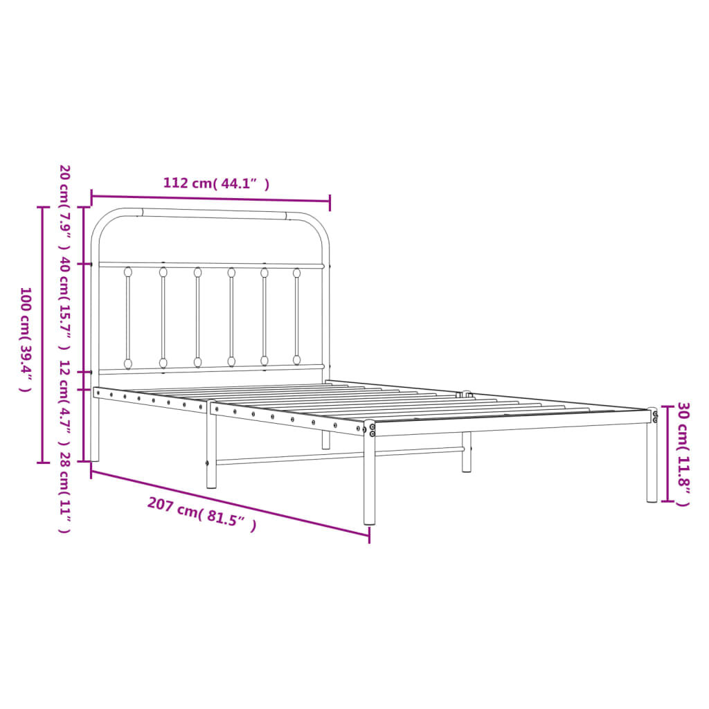 Metal Bed Frame without Mattress with Headboard White 107x203 cm King Single Price